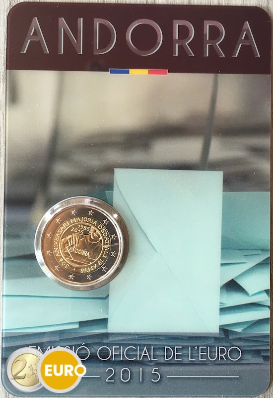 2 euros Andorre 2015 - Majorité à 18 ans BU FDC Coincard