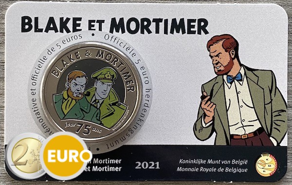 5 euros Belgique 2021 - Blake et Mortimer BU FDC Coincard Colorisé