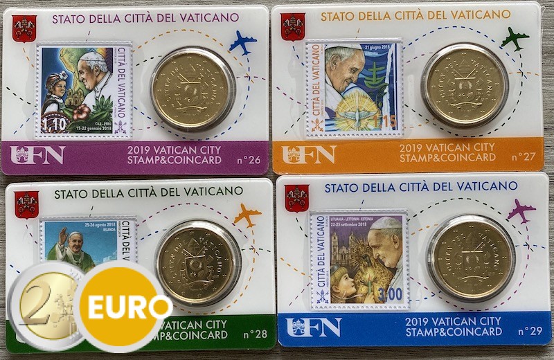 50 cents et timbre coincard Vatican 2019 - nr 26 + 27 + 28 + 29