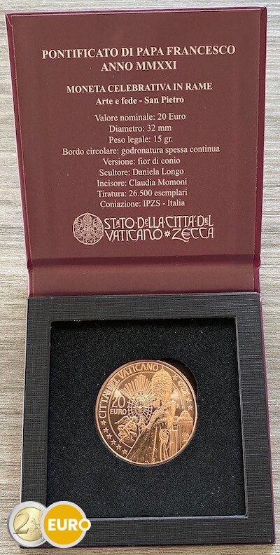 20 euros Vatican 2021 - Saint Pierre UNC cuivre