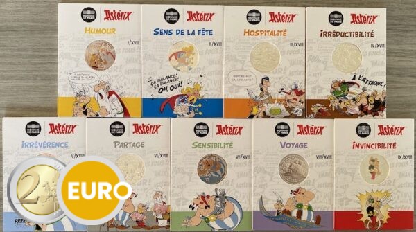 9 x 10 euros France 2022 - Astérix UNC argent en cartelette - Vague 1