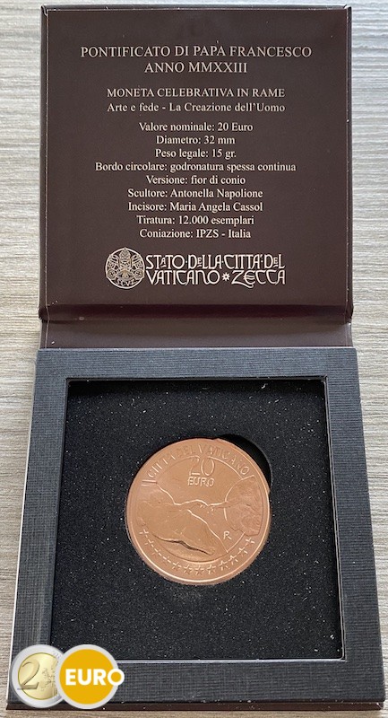 20 euros Vatican 2023 - Création d'Adam BU FDC cuivre