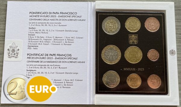 Série euro BU FDC Vatican 2023 + 5 euros Don Lorenzo Milani