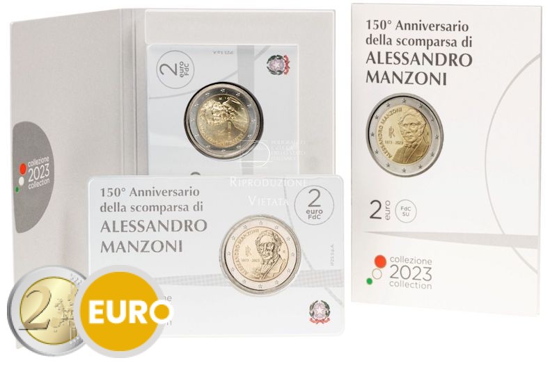 2 euros Italie 2023 - Alessandro Manzoni BU FDC Coincard