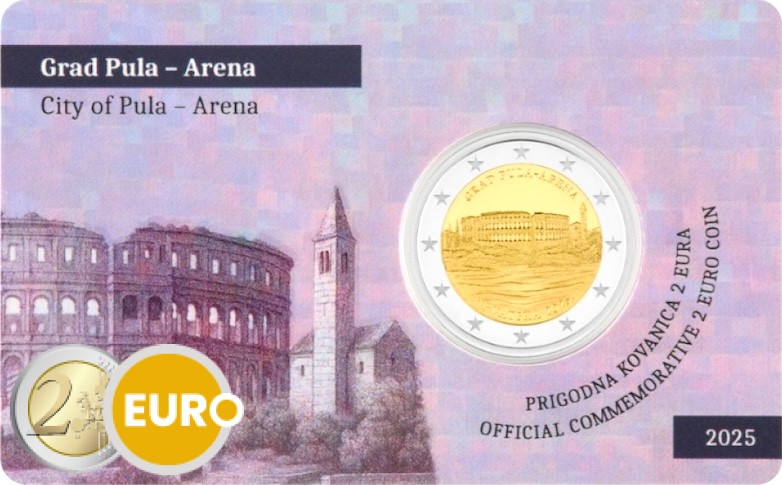 2 euros Croatie 2025 - Amphithéâtre de Pula BU FDC Coincard