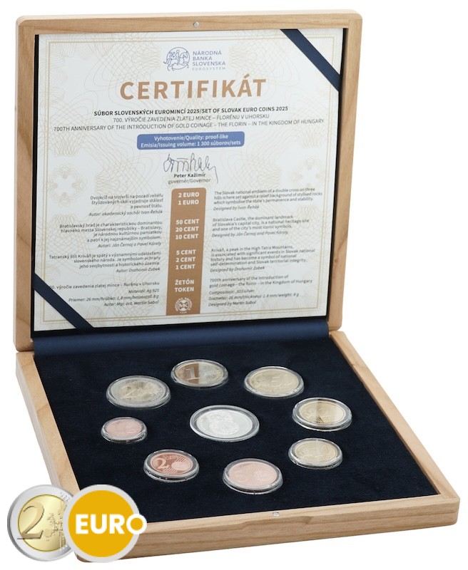 Série euro BE Proof Slovaquie 2025 - Coffret en bois