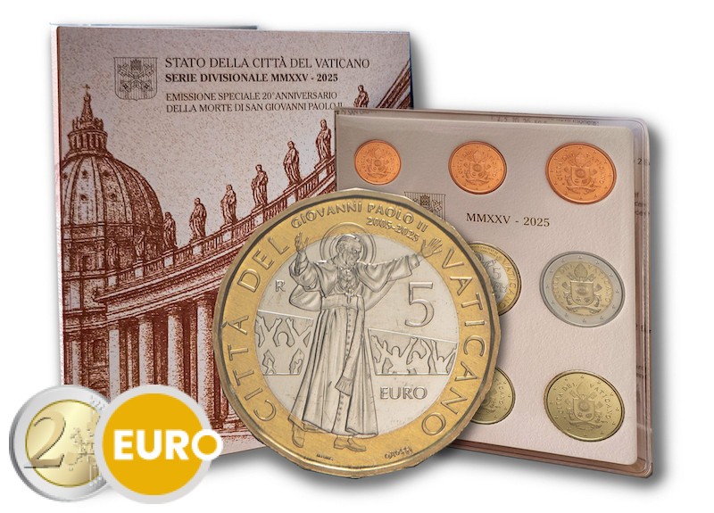 Série euro BU FDC Vatican 2025 + 5 euros Jean-Paul II