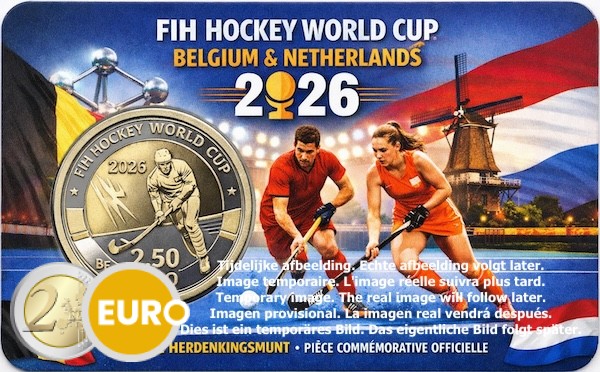2,50 euros Belgique 2026 - Championnat du monde de hockey BU FDC Coincard FR
