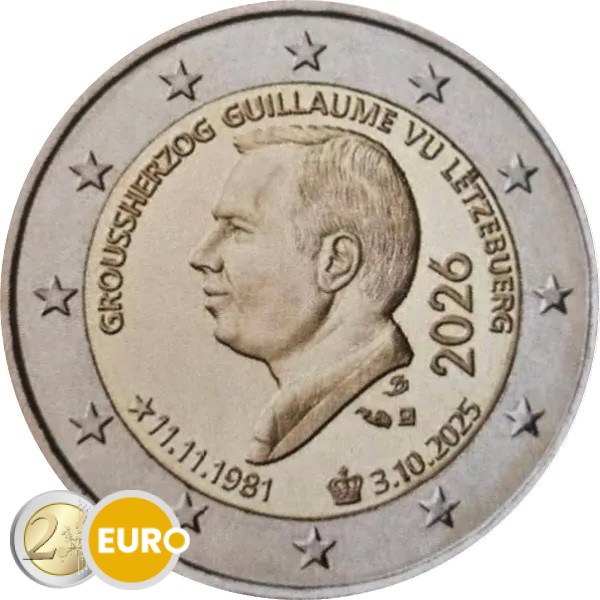 2 euros Luxembourg 2026 - Accession au trône Guillaume BU FDC Coincard poinçon KNM