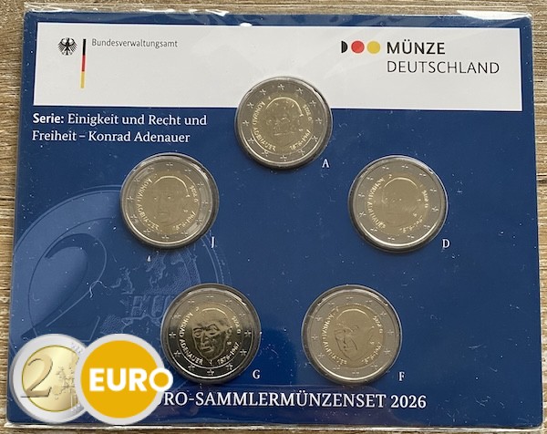 2 euros Allemagne 2026 - ADFGJ Konrad Adenauer BU FDC Coincard