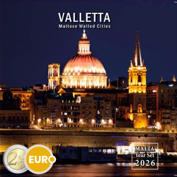 Série euro BU FDC Malte 2026 + 2 euros Villes fortifiées La Valette Valletta
