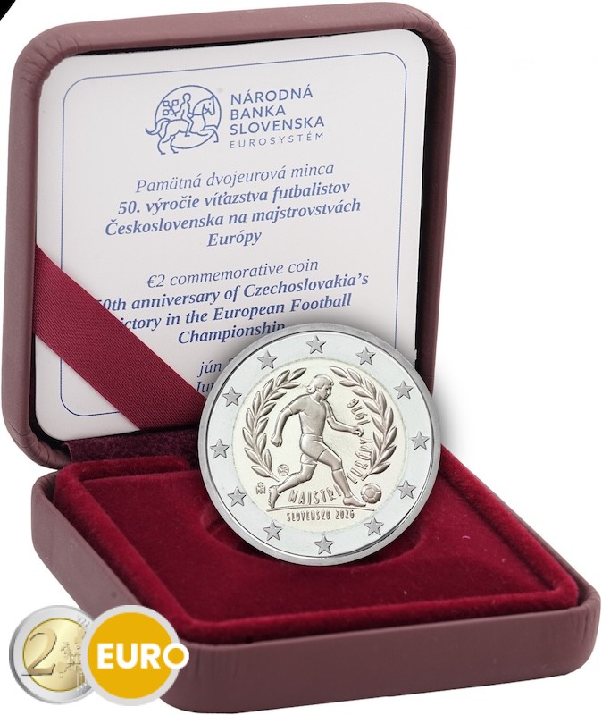 2 euros Slovaquie 2026 - Victoire Championnat d’Europe de football 1976 BE Proof