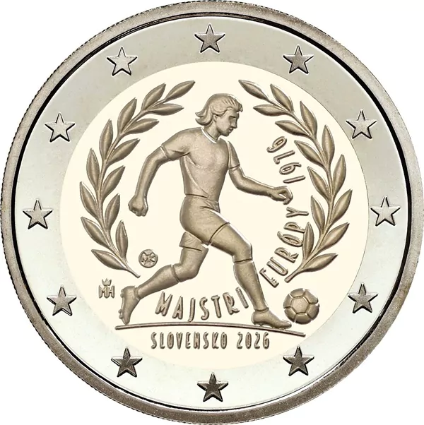2 euros Slovaquie 2026 - Victoire Championnat d’Europe de football 1976 BU FDC Coincard