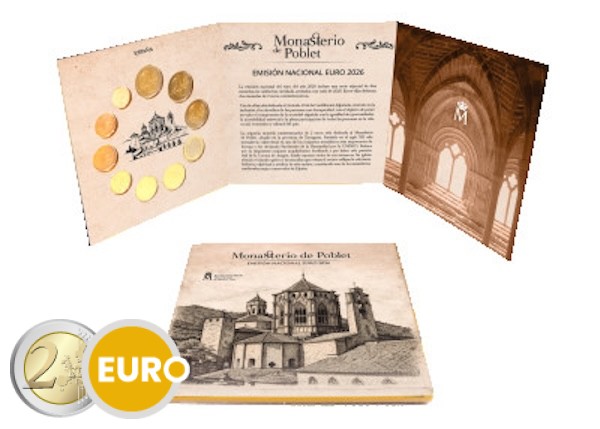 Série euro BU FDC Espagne 2026 + 2 x 2 euros - Poblet