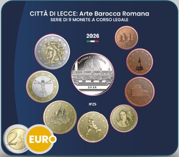 Série euro BU FDC Italie 2026 + 5 euros Lecce