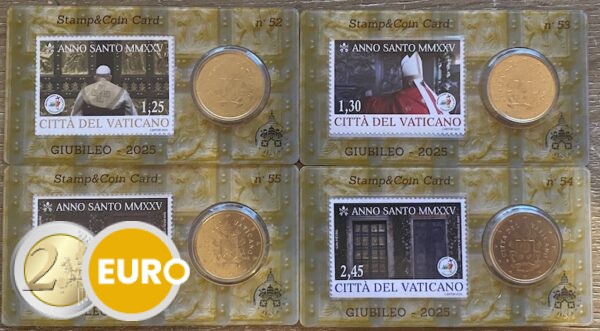 50 cents et timbre coincard Vatican 2025 - nr 52 + 53 + 54 + 55 Année sainte